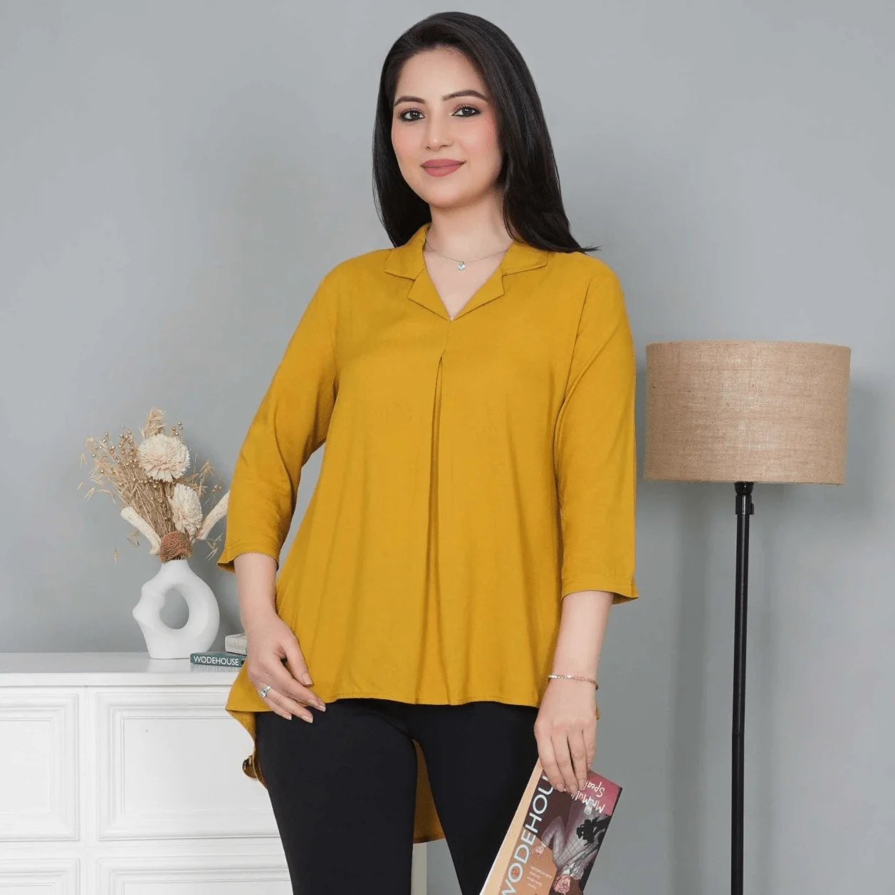 Rayon collar top